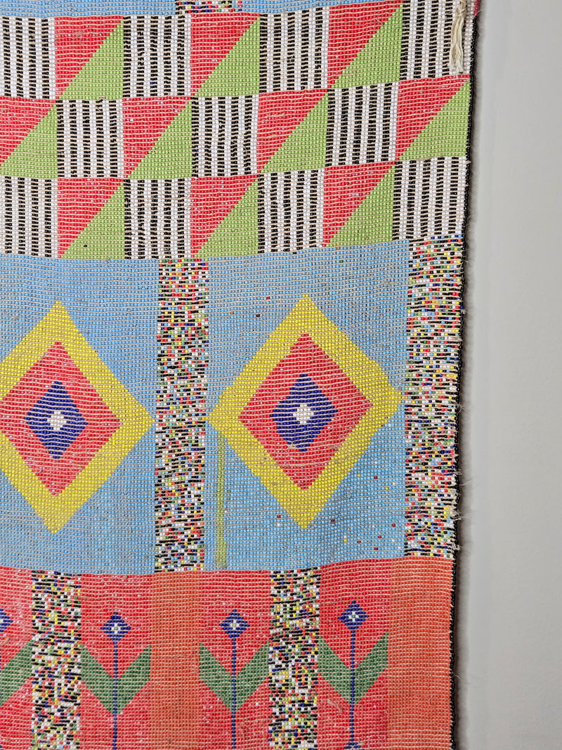 Rare Mounted Kirdi Beaded Tapestry- Diamond