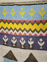Rare Mounted Kirdi Beaded Tapestry -Blue Houses