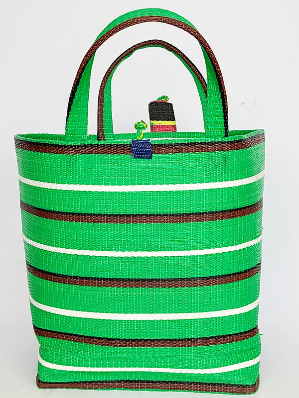 Handwoven Plastic Tote -Green