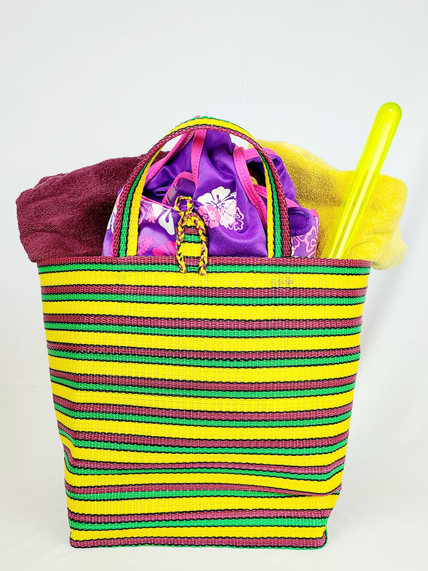 Handwoven Plastic Tote - Sun