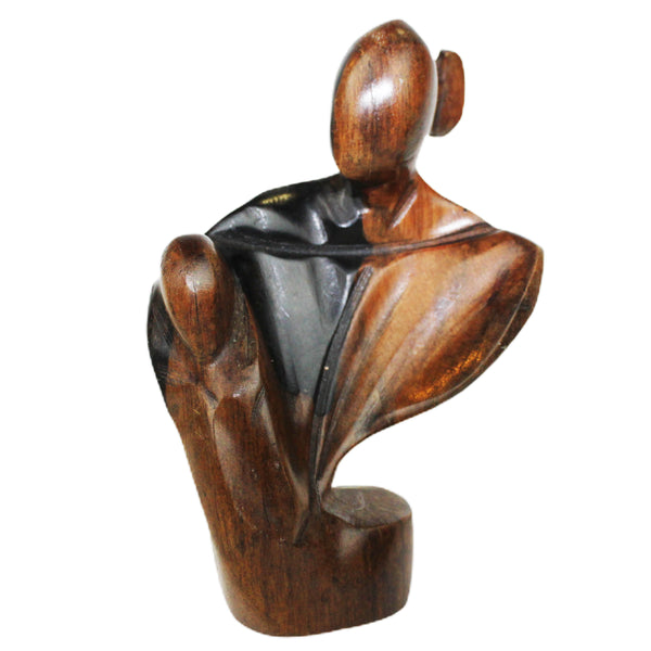 Mother & Child Wooden Sculpture - 4.5" x 2.5"